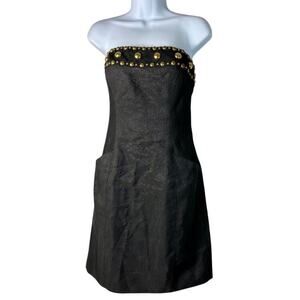 Badgley Mischka Mark & James Dress Strapless Mini Stud Bead Strapless Black Gold